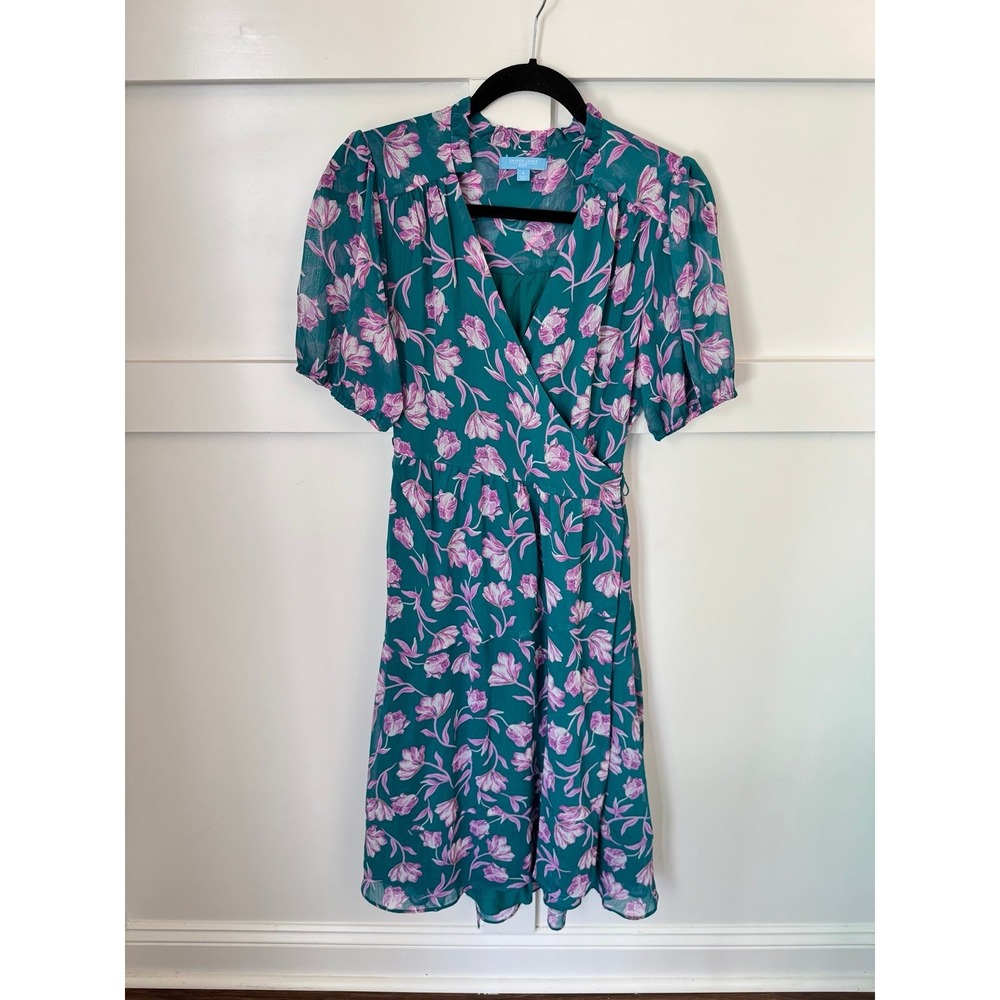 Draper James floral blue wrap‎ dress size small